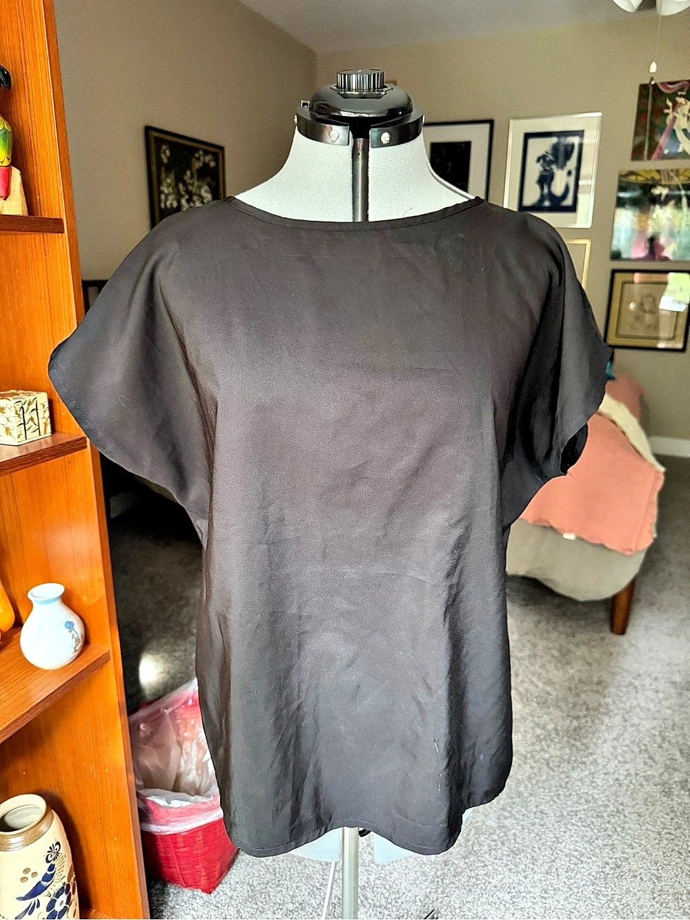 90s La Blouse Lilyette Blouse Flutter Sleeve Black XL